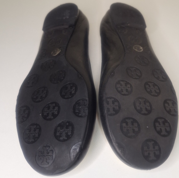 Tory Burch Minnie travel leather scrunch back gold ballet flats Suze 6.5 - Picture 9 of 9